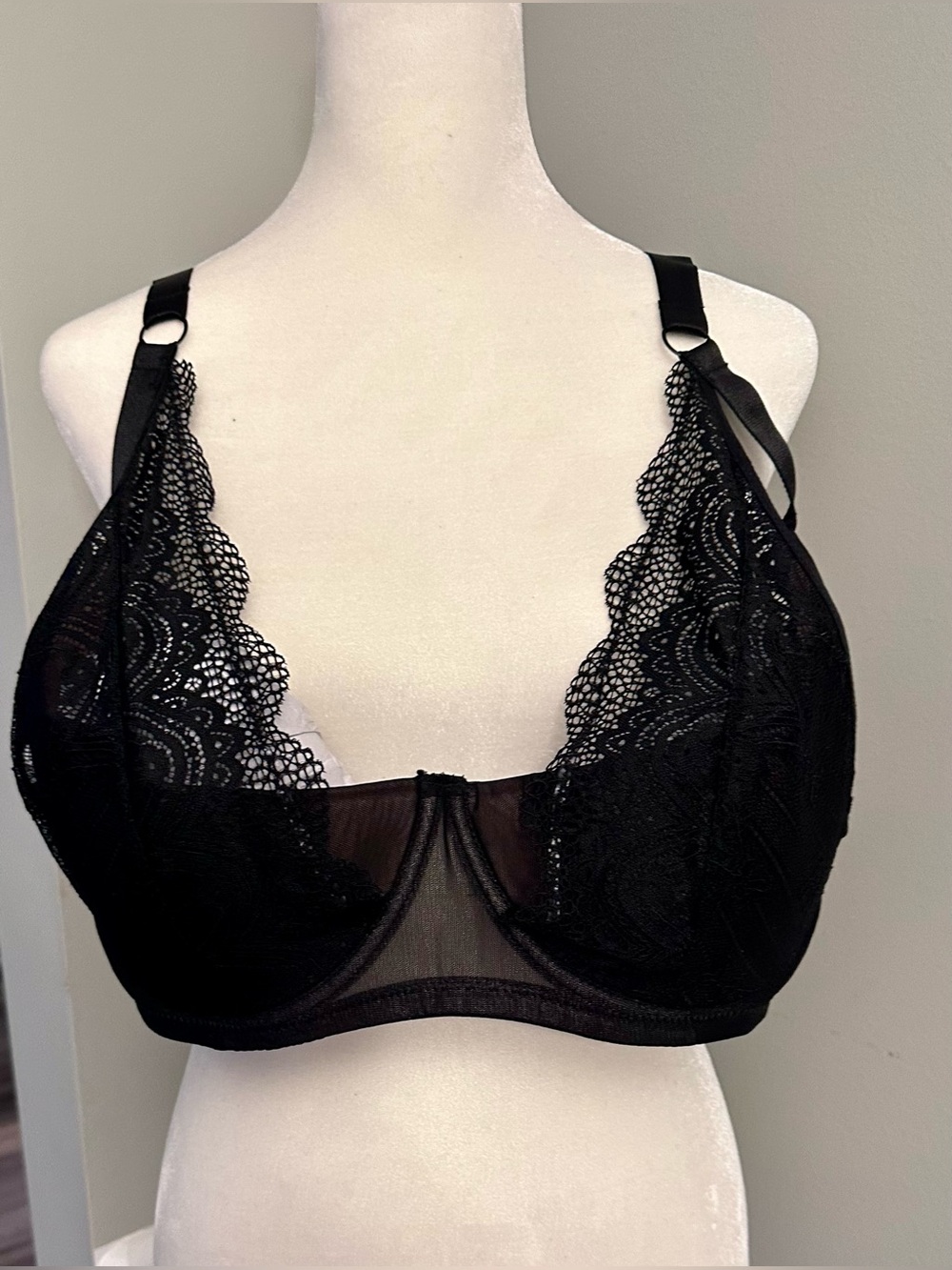 ⭐️ Adore Me Unlined Lace Underwire Bra Sheer Mesh 42G NWT